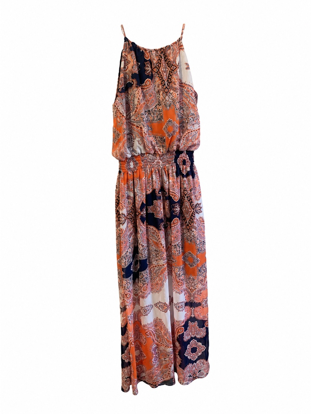 NWT Enfocus Studio Women’s Boho Paisley Maxi Dress Size 12 Sleeveless Smocked Wa - Picture 3 of 6